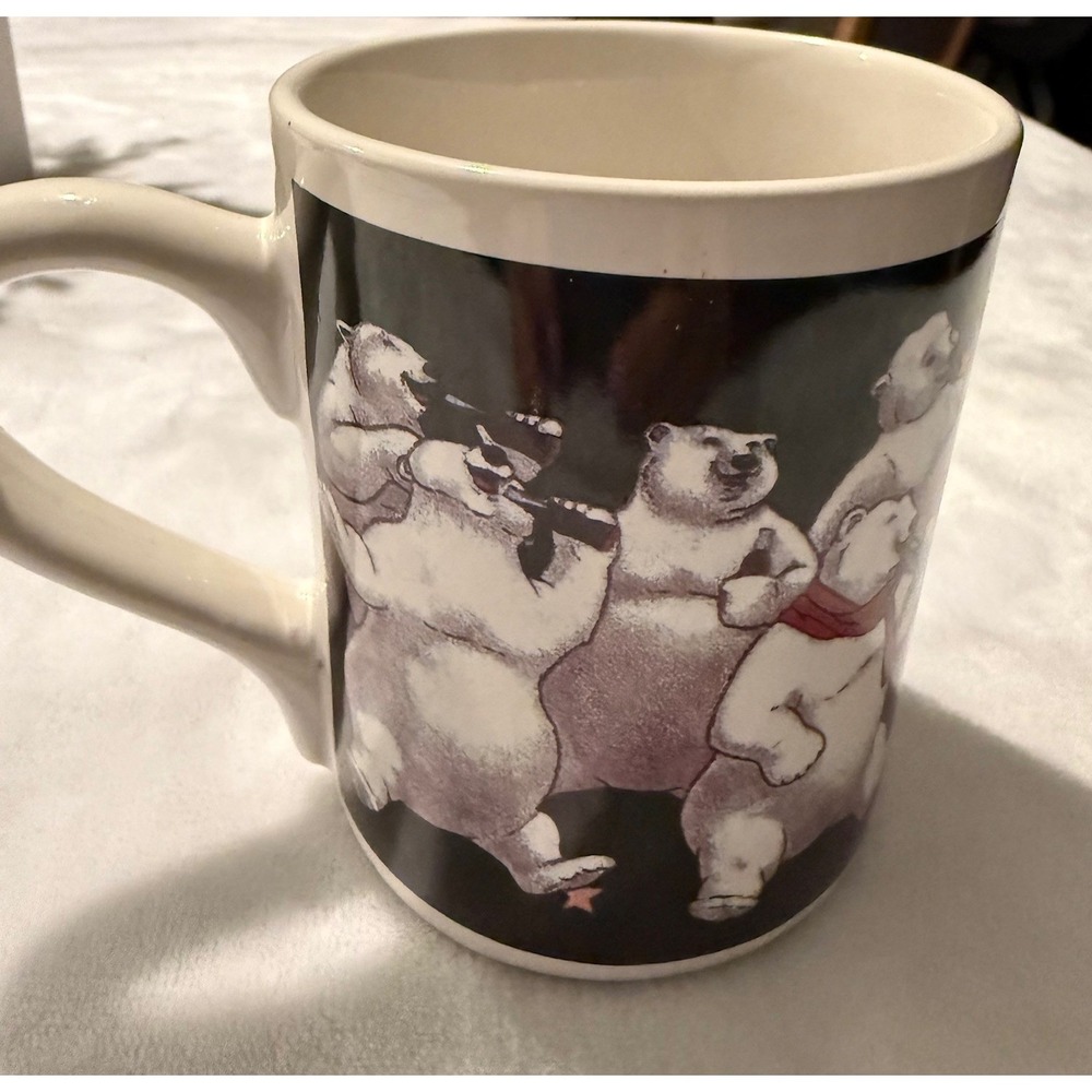 Vintage Coca Cola Mug, 1999 Gibson, Polar Bears w/ Red Scarf